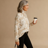 BELLA | ZEITLOSES VINTAGE BLUMEN STRICKTURTLE NECK PULLOVER