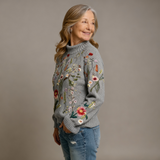 FREYA | KLASSISCHER VINTAGE BLUMENSTRICKPULLOVER