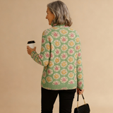 BEATRICE | DAMEN LOVELY FLORAL ART DRUCK STRICKTURTLENECK PULLOVER