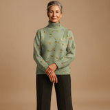 FLORENCE | VINTAGE LIEBEVOLLER BLUMENKUNSTDRUCK STRICKTURTLENECK PULLOVER