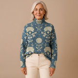 GEORGIA | ZEITLOSER BLUMENSTRICK-PULLOVER MIT STEHKRAGEN